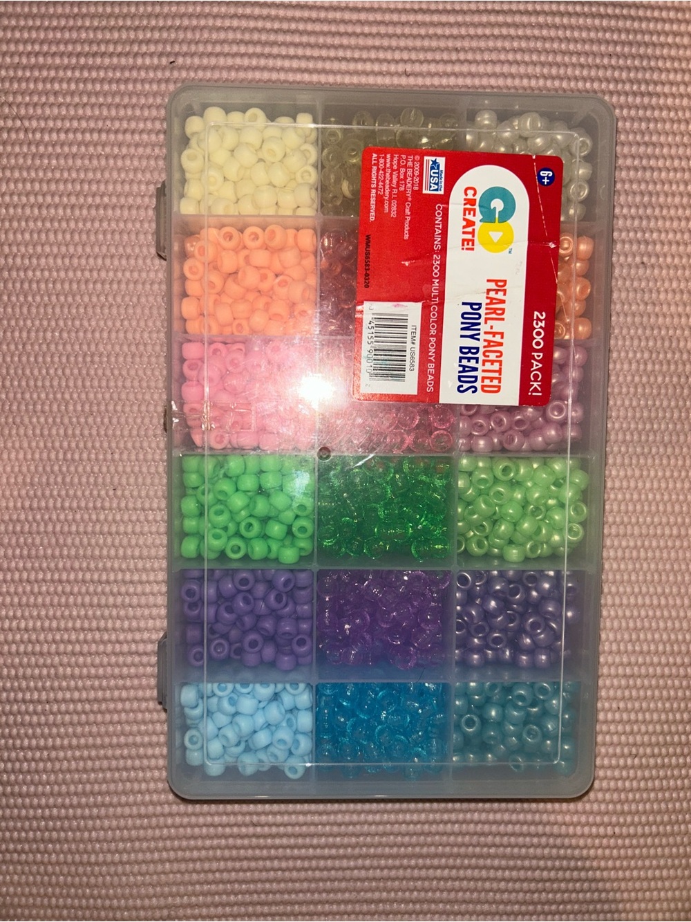 Pearl-Faceted Pony Beads Assorted Pastel Pack - Multicolor